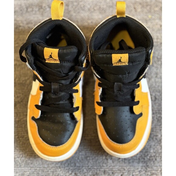 Nike Air Jordan 1 Mid Retro TD Taxi Yellow White Black 640735-701 10C - Picture 3 of 7